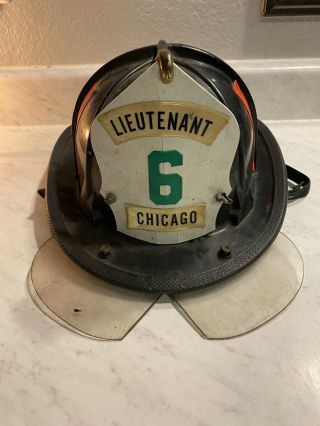 Vintage Chicago Fire Dept Cairns 880 6th Lieutenant Helmet