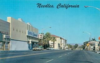 Needles California Route 66 Street Scene Vintage Postcard View