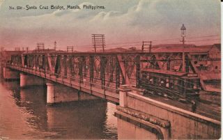 Divided Back Vintage Postcard Santa Cruz Bridge Manila Philippines
