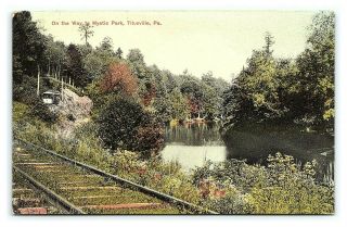 Vintage Postcard On The Way To Mystic Park Trolley Titusville Pennsylvania G18