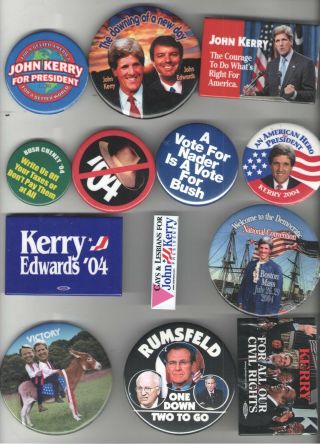 13 Pins John Kerry 2004 Campaign Pinback Button