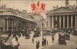 England London The Bank And Royal Exchange Postcard Vintage Post Card