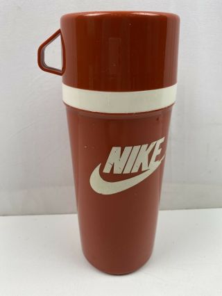 Vintage Nike Aladdin Thermos No.  840 Orange White Logo 1/2 Liter Thermo Bottle