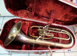 Vintage F.  E.  Olds And Son Ambassador Tuba/baritone W/hard Case -
