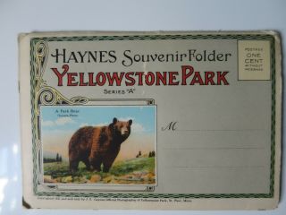 Yellowstone Park Haynes Series " A " Folder Postcard - Vintage 1921