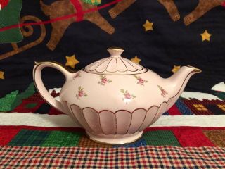 Vintage Sadler Pink English Rose Porcelain 4 Cup Teapot With Gold Trim 2358 Nr