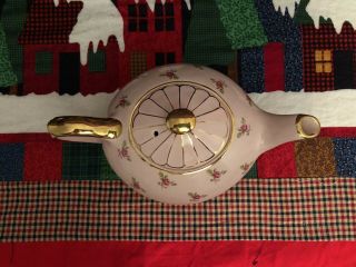 Vintage Sadler Pink English Rose Porcelain 4 CUP TEAPOT with Gold Trim 2358 NR 3