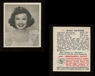1948 Bowman Movie Stars 7 Mary Hatcher Ex/nm Aa - 7286