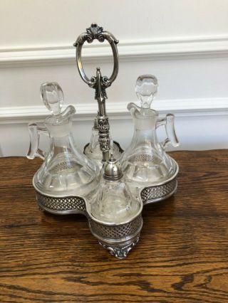 Vintage Antique English Victorian Silver 5 Piece Cruet Condiment Set Hallmarked