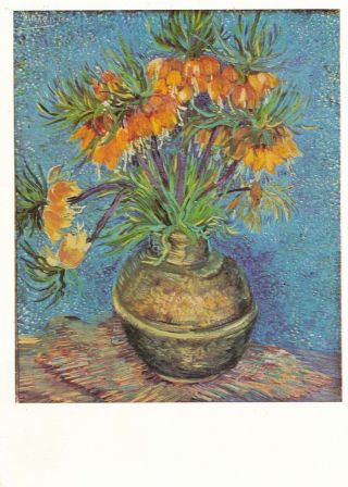 Vintage Postcard 1990s Vincent Van Gogh Fritilaries Imperial Crown Hazan Edition