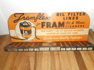 Vintage Fram Framflex Oil Filter Line Gas Station Advertising Display Rack Sign