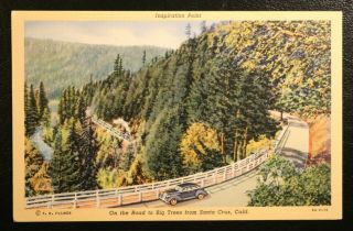 Inspiration Point,  Big Trees From Santa Cruz,  California - Vintage Postcard