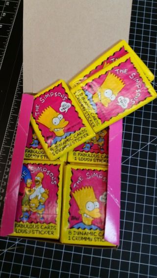 1990 Full The Simpsons Wax Pack Card And Sticker Box Full Box,  Bonus