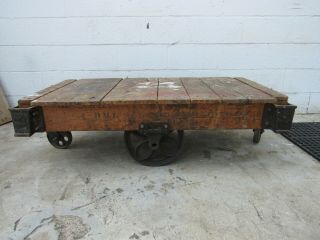 LINEBERRY CART 21 VINTAGE COFFEE TABLE TULIP WHEELS STEAMPUNK (WE SHIP FREIGHT) 2