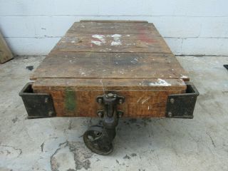 LINEBERRY CART 21 VINTAGE COFFEE TABLE TULIP WHEELS STEAMPUNK (WE SHIP FREIGHT) 3