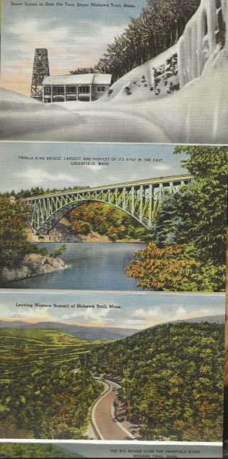 Mohawk Trail Through The Berkshires - Fold - Out Vintage Linen Postcard Set