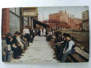 Vintage C1910 Whiskey Row Near Union Stock Yards Chicago Postcard