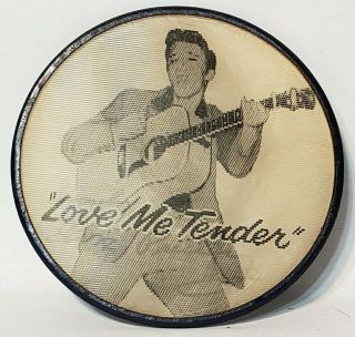 Vintage 1956 Elvis Presley Love Me Tender 2.  5 " Vari - Vue Pin - Back Flicker Button