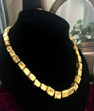 Robert Lee Morris 24k Gold Plated Nugget Necklace Vtg Couture Designer Runway