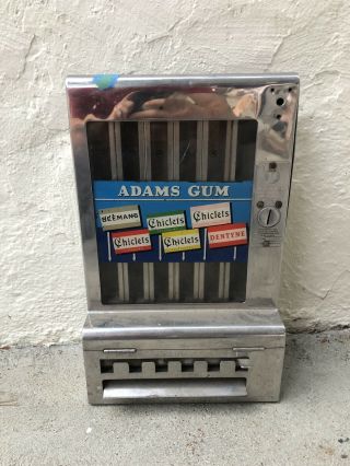 Vintage Adams 1 Cent Penny Coin Operated Gum Chiclets Dentyne Dispensing Machine