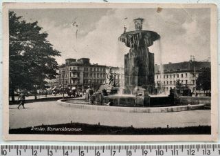1930s,  Breslau WrocŁaw Bismarckbrunnen Poland Vintage Postcard Pc