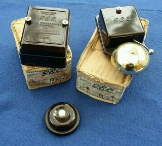 Vintage Gec Electric Bakelite Brass Door Bell Transformer Push Button