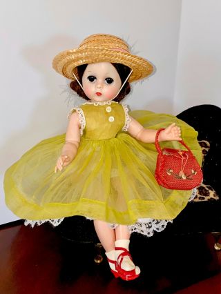 Vintage Madame Alexander 11.  5 " Lissy Doll In Tagged Green Organdy Dress