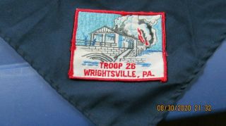 Vintage Bsa Boy Scouts Wrightsville,  Pa Burning Bridge Patch On Kerchief York Co