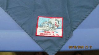Vintage BSA boy scouts Wrightsville,  PA Burning Bridge Patch On Kerchief York Co 2