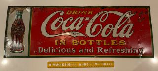 1931 Vintage Coca Cola Tin Sign Ice Cold Here Guaranteed Antique