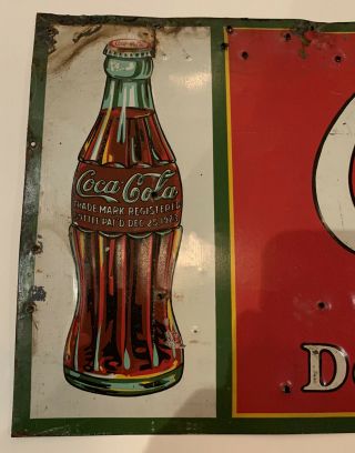 1931 Vintage Coca Cola Tin Sign Ice Cold Here Guaranteed Antique 2