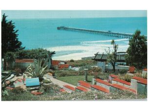 Vintage San Clemente Ca Beach Pier Bowl Postcard