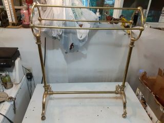 Vintage Lacquered Brass Floor Standing Blanket Towel Quilt Rack Made In India