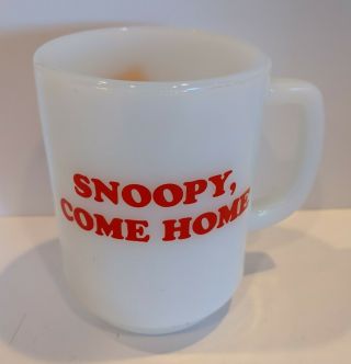 Vintage Peanuts Snoopy Come Home Anchor Hocking Fire - King Mug Snoopy & Woodstock 2