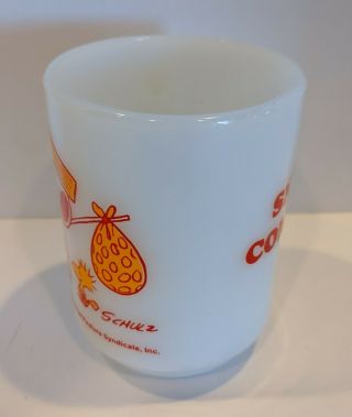 Vintage Peanuts Snoopy Come Home Anchor Hocking Fire - King Mug Snoopy & Woodstock 3