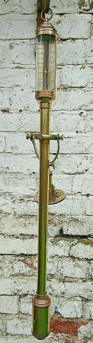 Vintage Brass Gimballed Marine Stick Barometer R N Desterro Jj & Blm Lisbon 1890