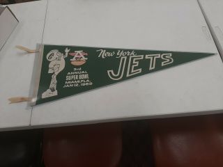Vintage Nfl 1969 York Jets Pennant Bowl 3 Champions
