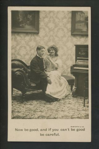 Comic Vintage Postcard Love Couple Joke Piano Bamforth