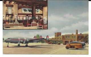 Municipal Airport,  Albuquerque,  Mexico Twa On Tarmac,  Vintage Linen Postcard