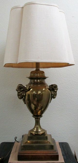 Vintage Chapman Brass Urn Ram Heads Mid Century Table Lamps By Chapman & Shade