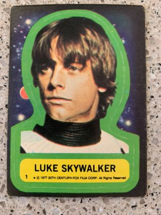 1977 Topps Star Wars Sticker 1 Luke Skywalker Mark Hamill