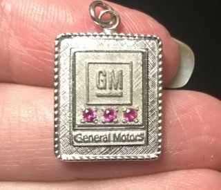 Gm General Motors 1/20 12k Gf Employee Award Pendant Red Stones 15 Or 30 Years