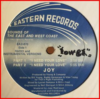 Boogie Funk 12 " Joy - I Need Your Love Eastern - Mega Rare 