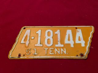 Vintage Set Of 1951 Tennessee License Plates,  Orange And White (2 Total)