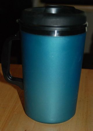 Vtg Aladdin Insulated Travel Mug/cup With Lid 32 Oz.  Teal Green/black