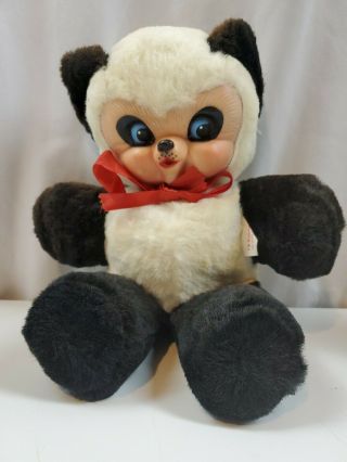 Vintage Rubber Chubby Face Plush Panda Bear.  F.  W.  Woolnough.  Rare