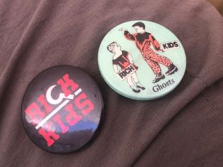 2 1970’s Rich Kids British Punk Rock Promo Button Pins Pinback