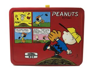 Vintage Thermos 1965 Peanuts Lunch Box Tin Metal Charlie Brown Snoopy Lucy