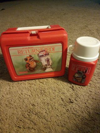 Vintage 1983 Plastic Lunch Box Return Of The Jedi With Thermos Star Wars