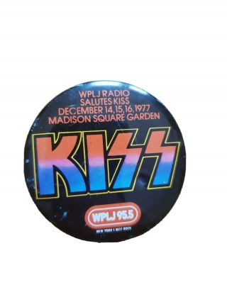 1977 Kiss Wplj Radio Salutes Kiss Pin Madison Square Garden Single Dent
